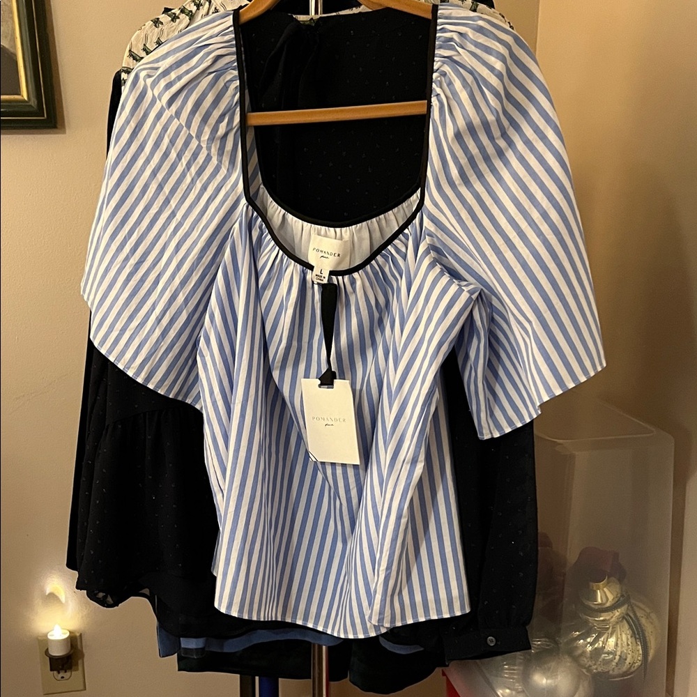 Tuckernuck Blue and White Striped Blouse